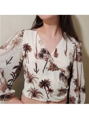Joie Palm Desert Faux Crop Wrap Blouse size Medium